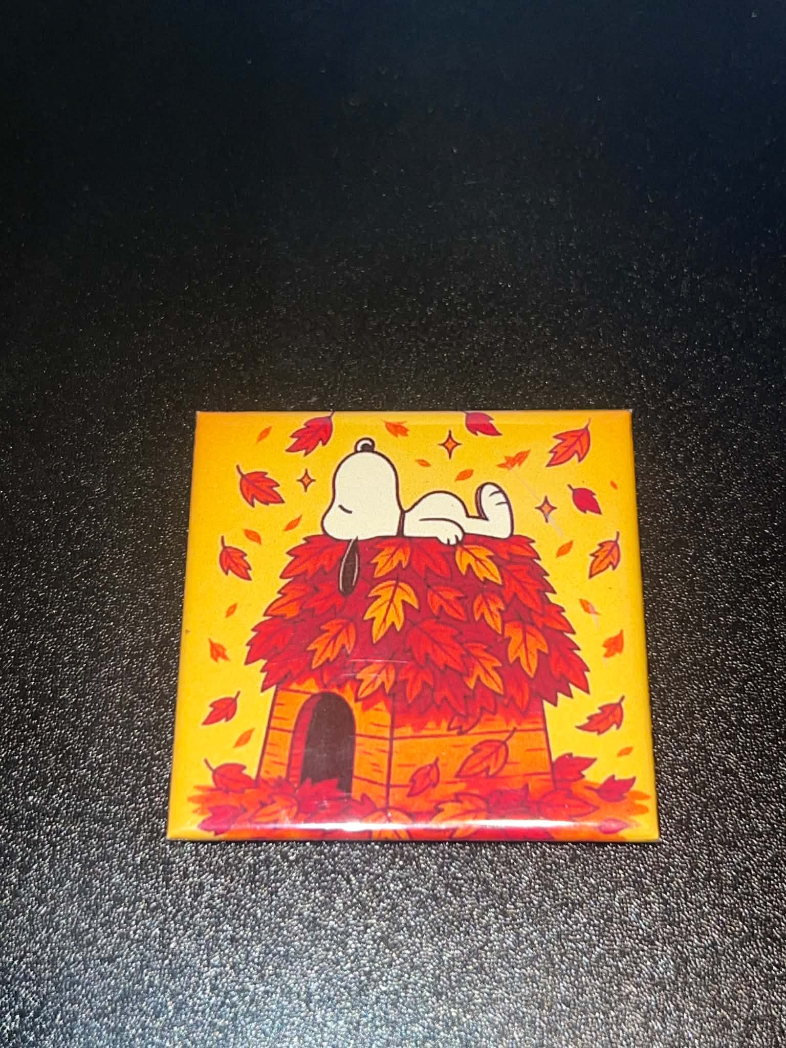 Snoopy Leaf Pile Doghouse Magnet