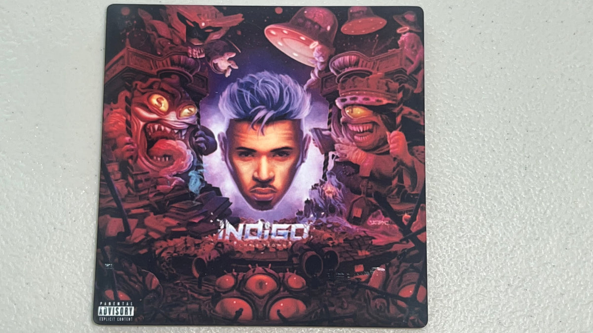 Chris Brown Indigo Vinyl Cover Coaster