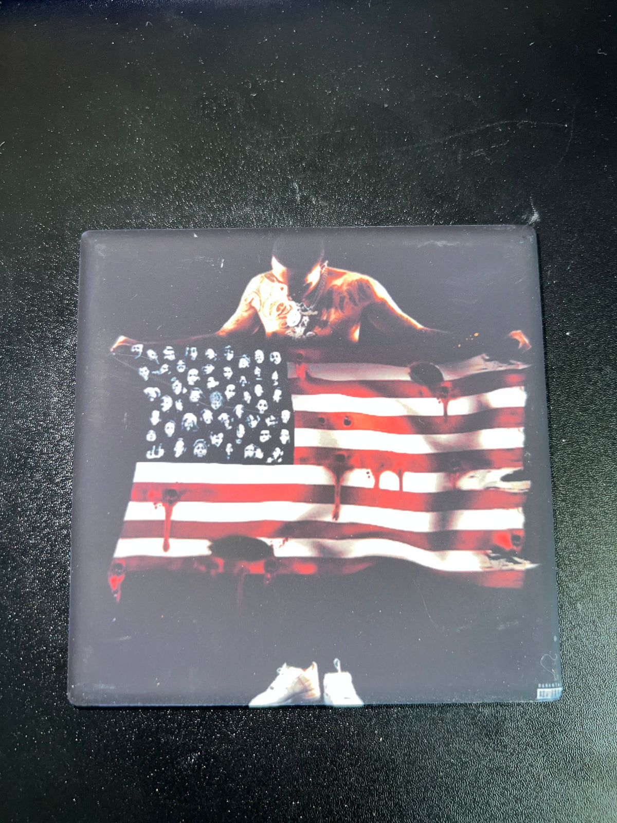 G Herbo PTSD album cover ceramic coaster