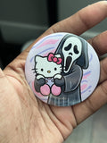 Ghostface Holding Hello Kitty 2 inch Button