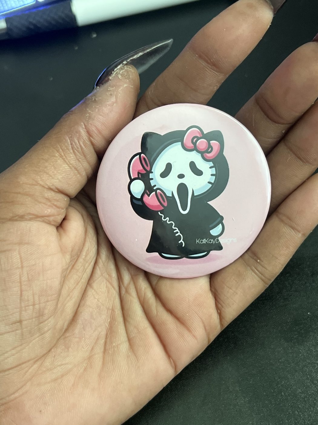 Hello Kitty Ghostface Phone 2 inch Button
