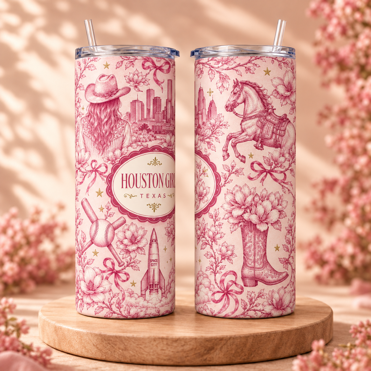 Houston Girl Toile 20oz Skinny Tumbler