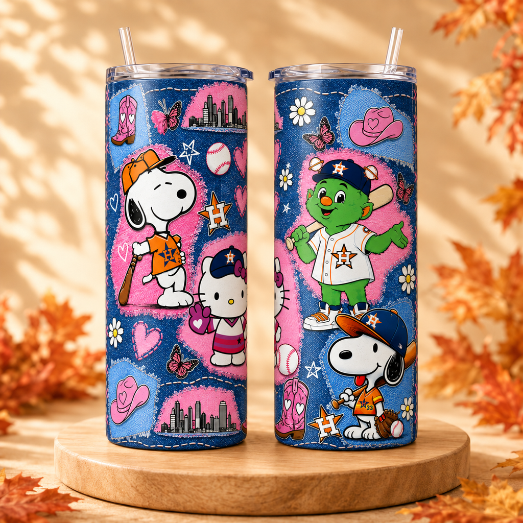Snoopy & Hello Kitty Astros 20oz Skinny Tumbler
