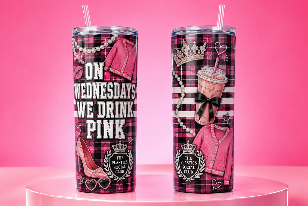 Mean Girls On Wednesdays We Drink Pink 20oz Skinny Tumbler