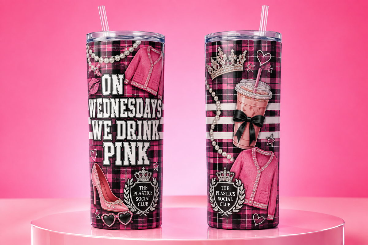 Mean Girls On Wednesdays We Drink Pink 20oz Skinny Tumbler