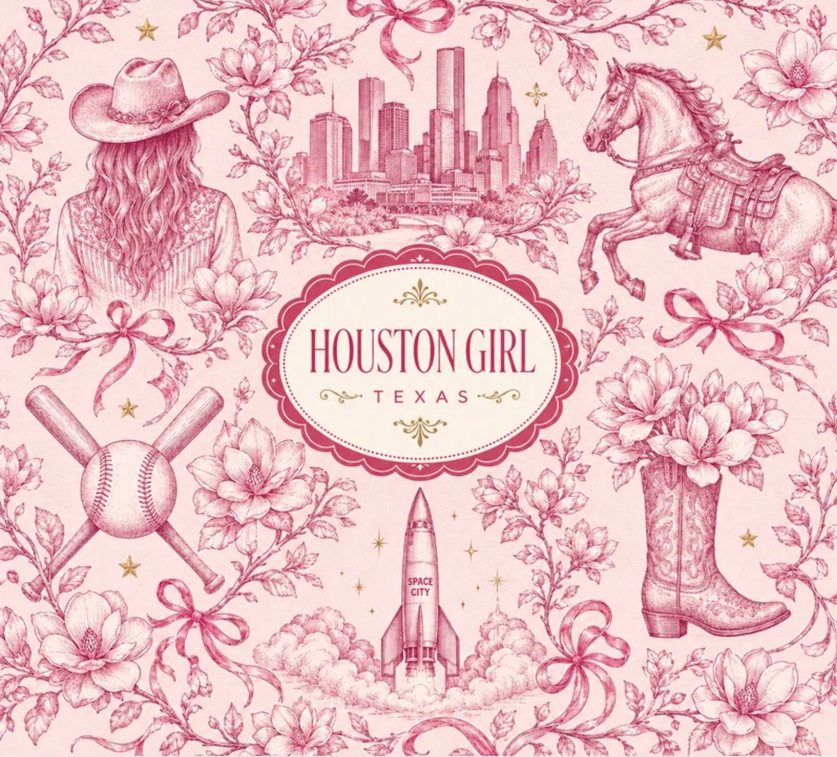 Houston Girl Toile 20oz Skinny Tumbler