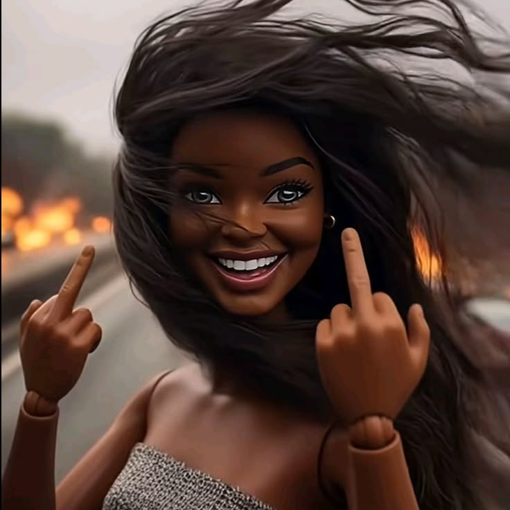 Middle Finger Black Barbie Magnet
