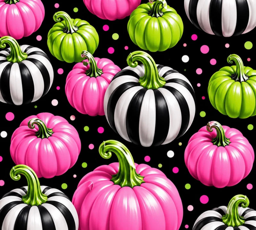 Pink & Green Striped Pumpkins 20oz Skinny Tumbler