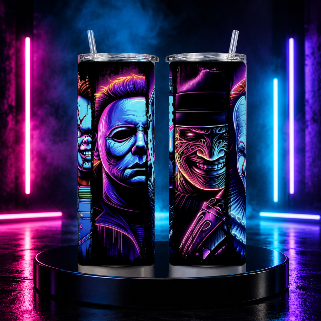 Horror Icons Neon 20oz Skinny Tumbler