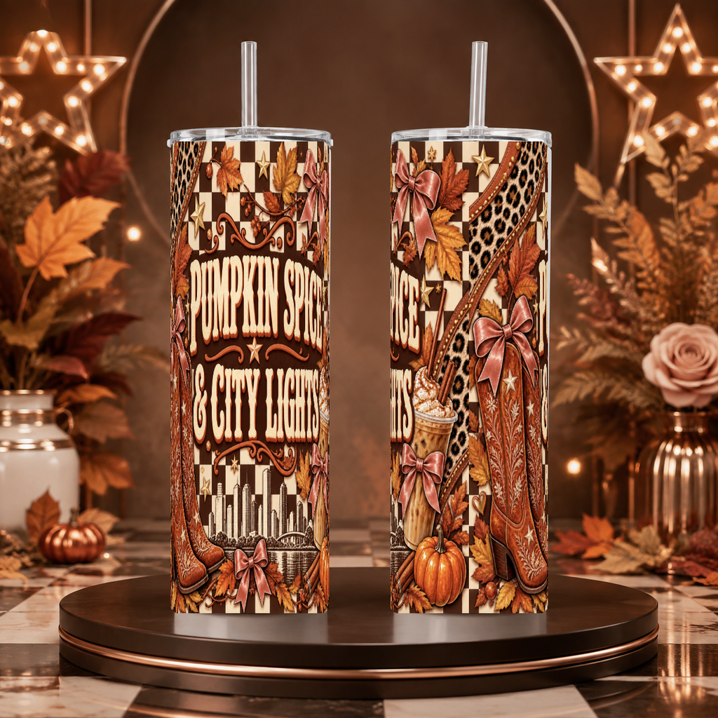 Pumpkin Spice & City Lights 20oz Skinny Tumbler