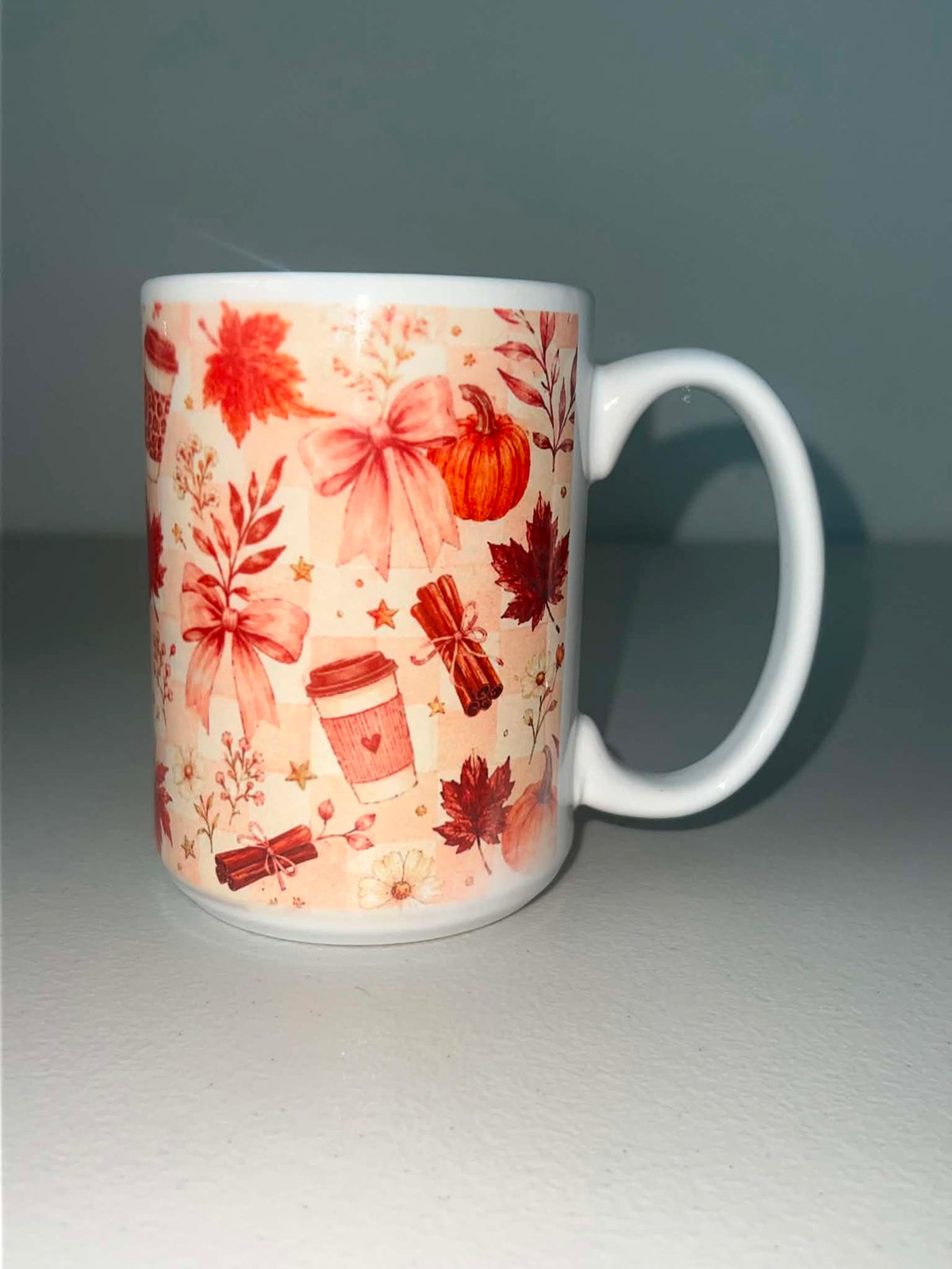 Fall Coquette Checkerboard Mug