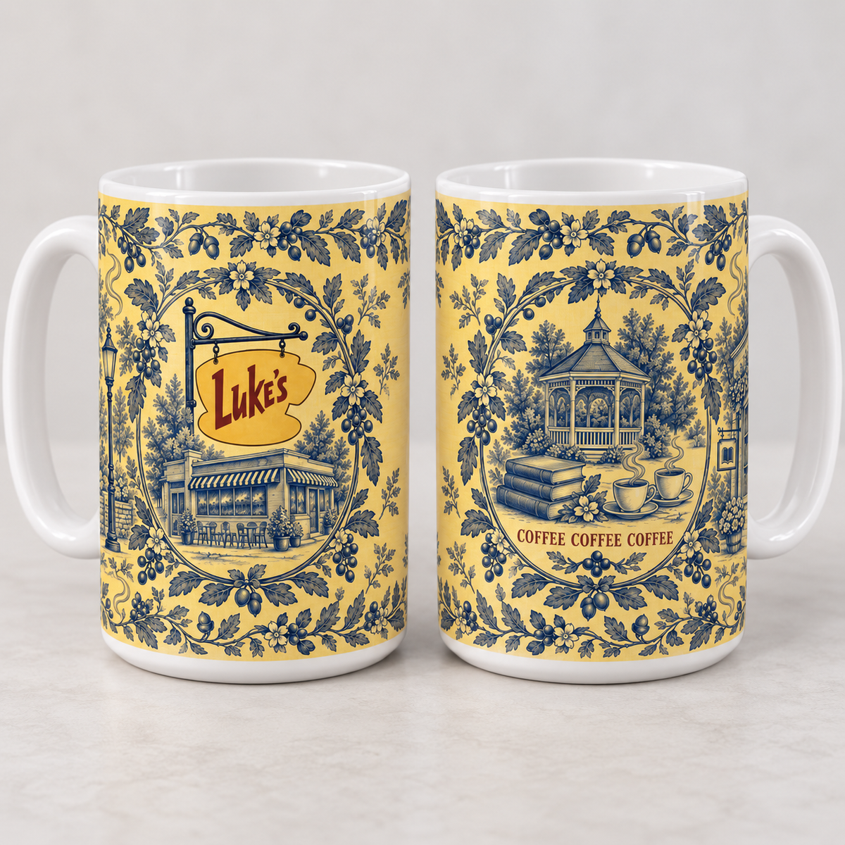 Stars Hollow Blue Toile Mug