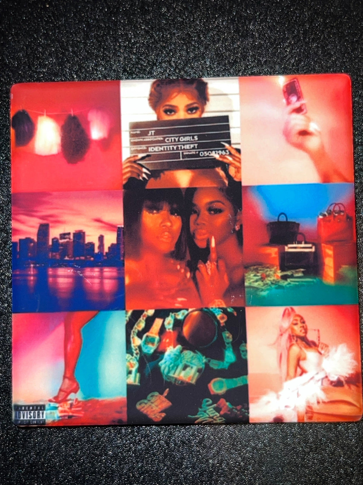 City Girls City on Lock vinyl cover ceramic coaster