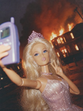 Barbie house fire selfie magnet