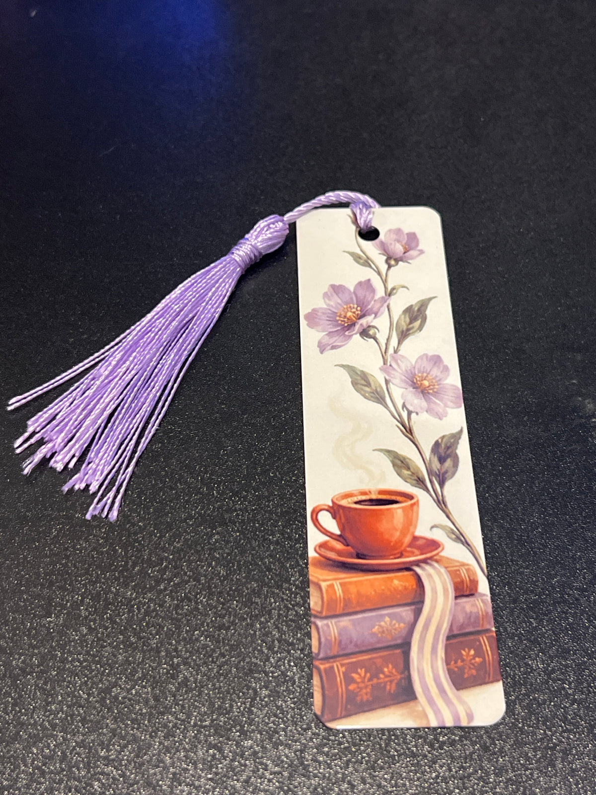 Purple Blooms and Coffee Bookmark