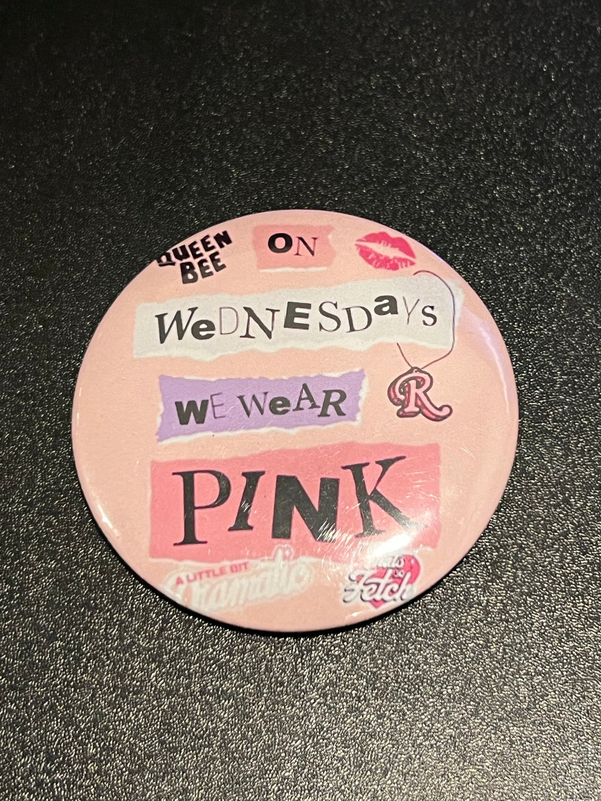 On Wednesdays We Wear Pink Collage Button