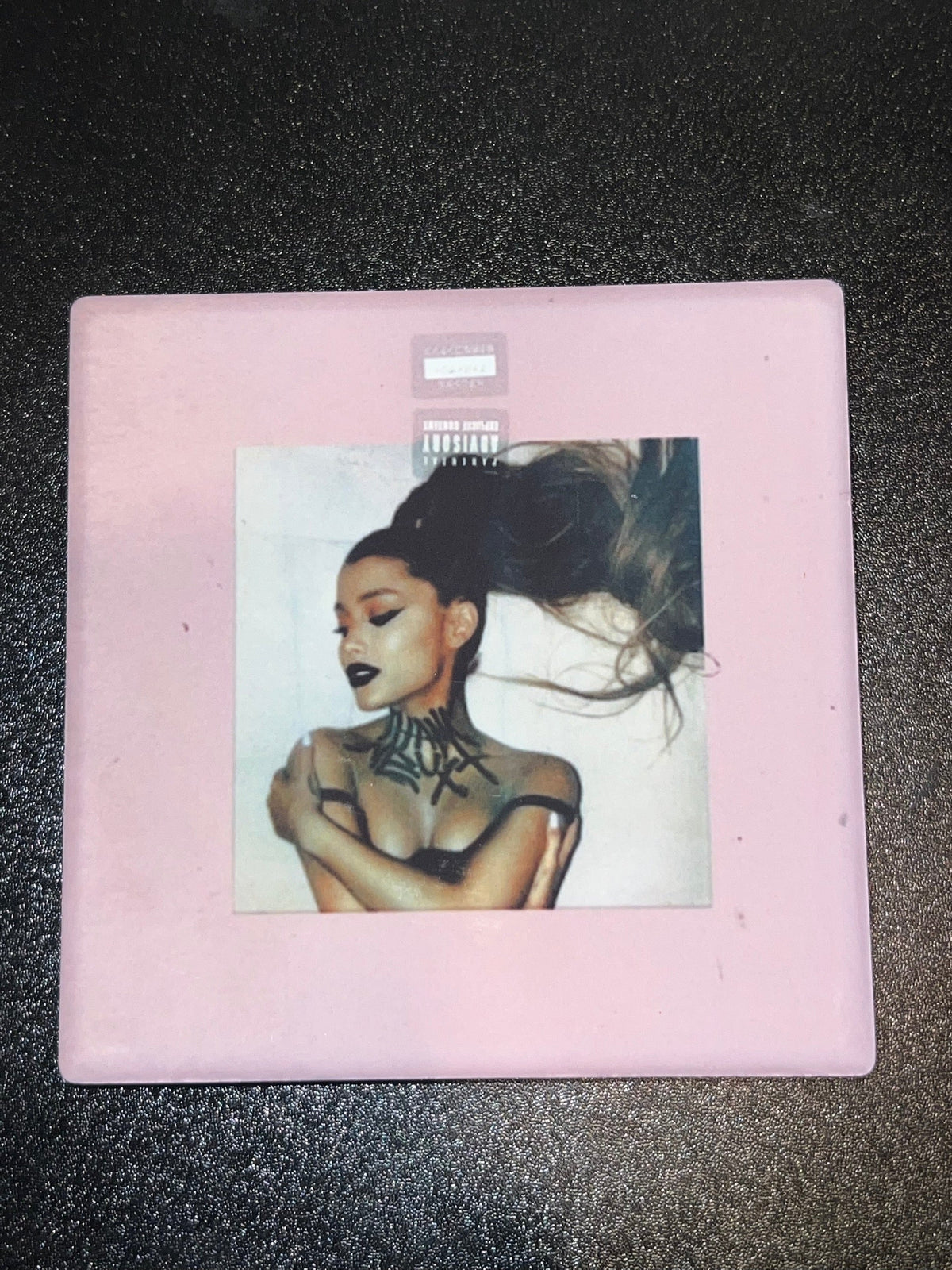 Ariana Grande Thank U Next album cover ceramic coaster