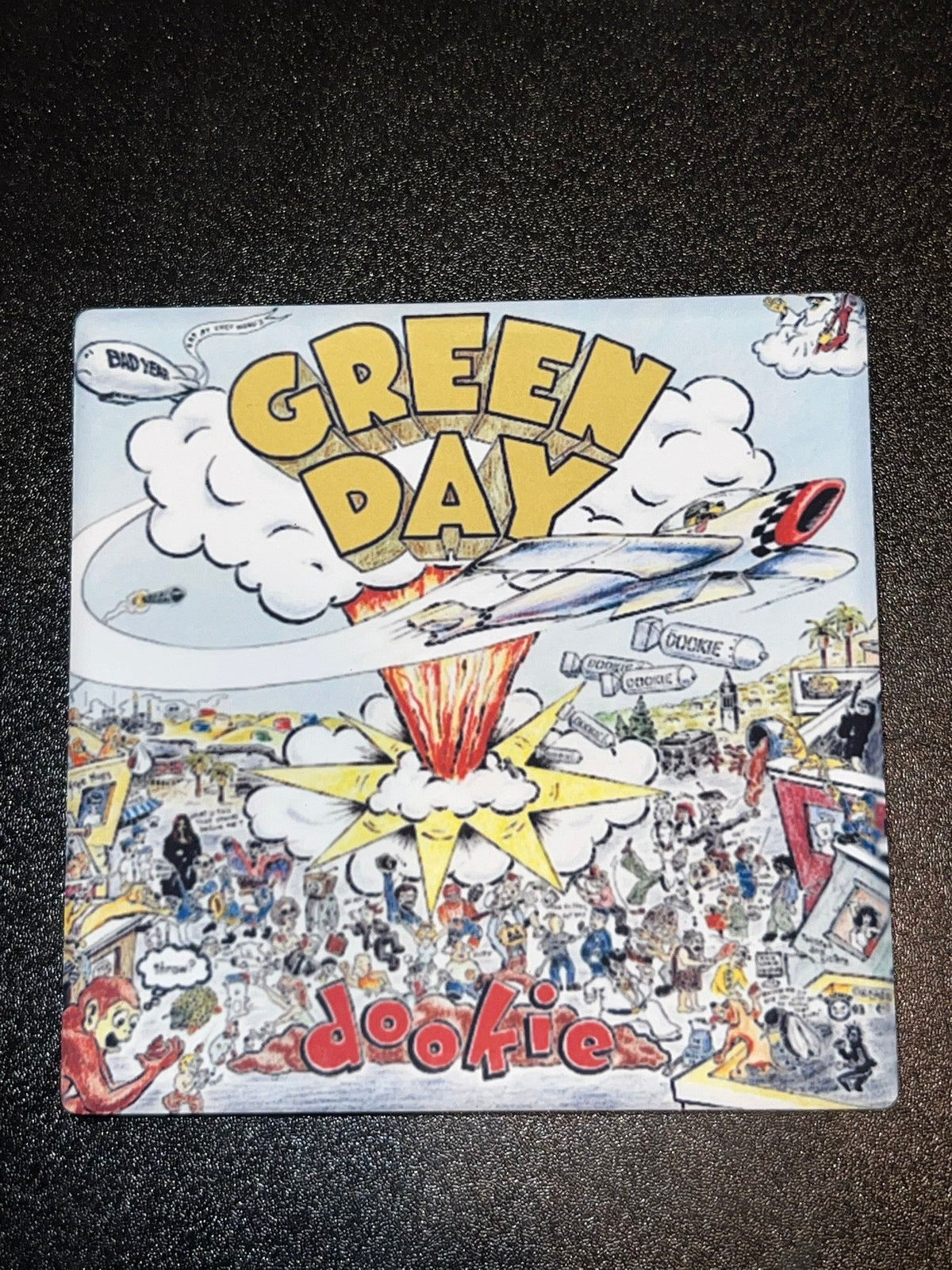 Green Day Dookie vinyl cover ceramic coaster
