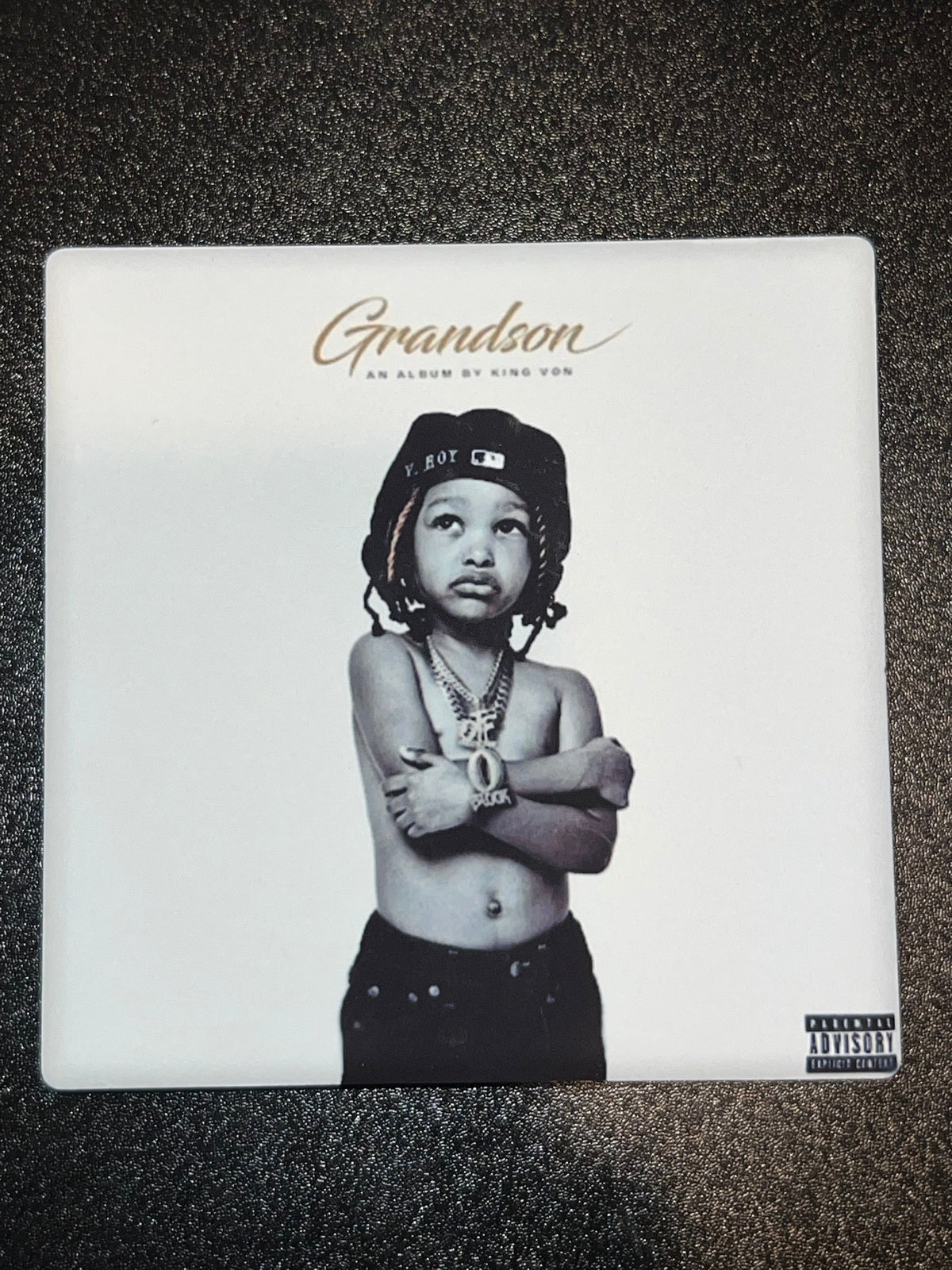 King Von Grandson vinyl cover ceramic coaster
