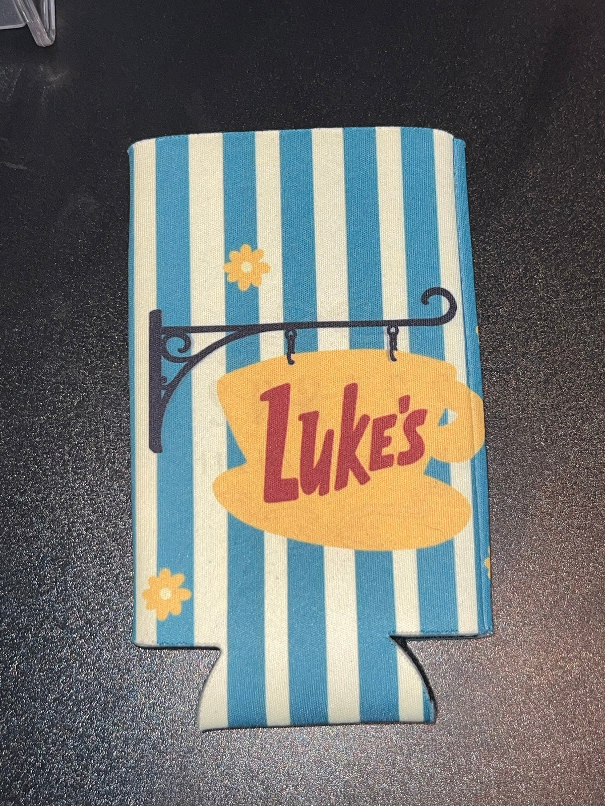 Luke's Diner Sign Can Cooler, Teal Stripe