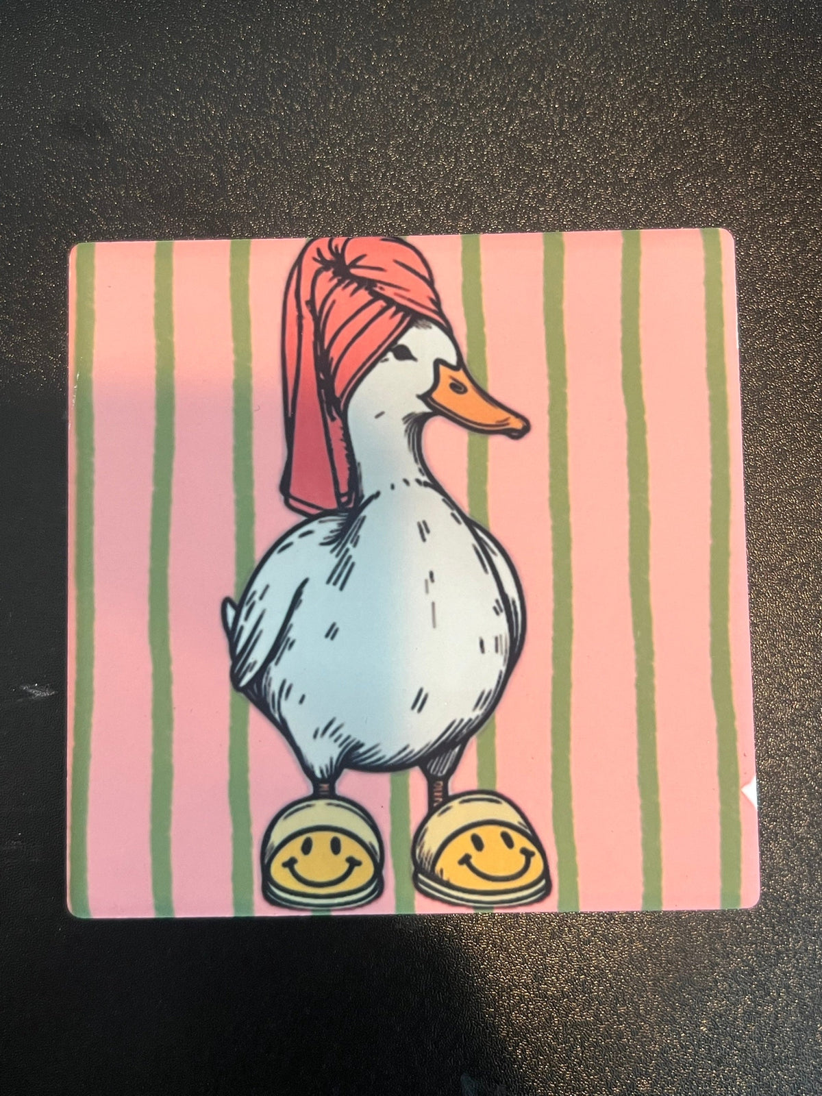 Duck in a hair towel coaster