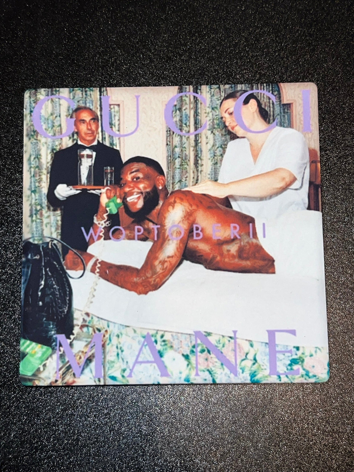 Gucci Mane Woptober II vinyl cover ceramic coaster