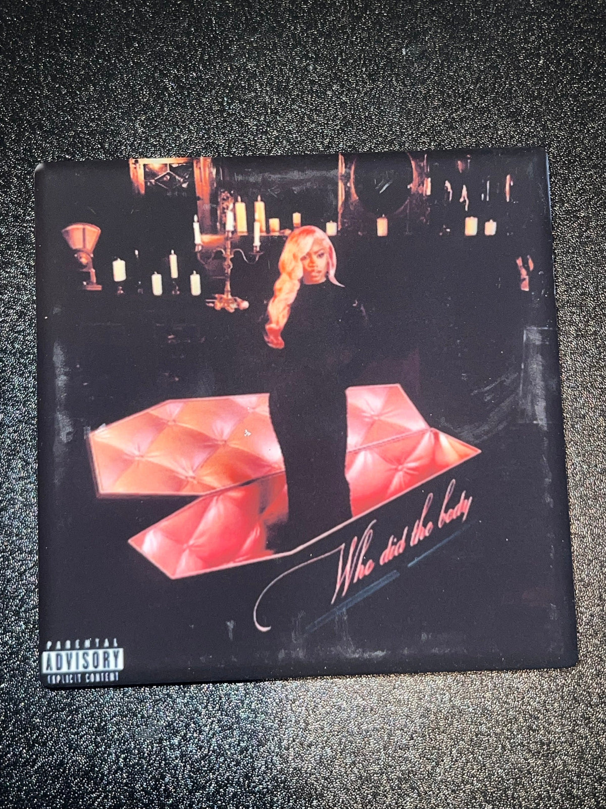Monaleo Who Did the Body vinyl cover ceramic coaster