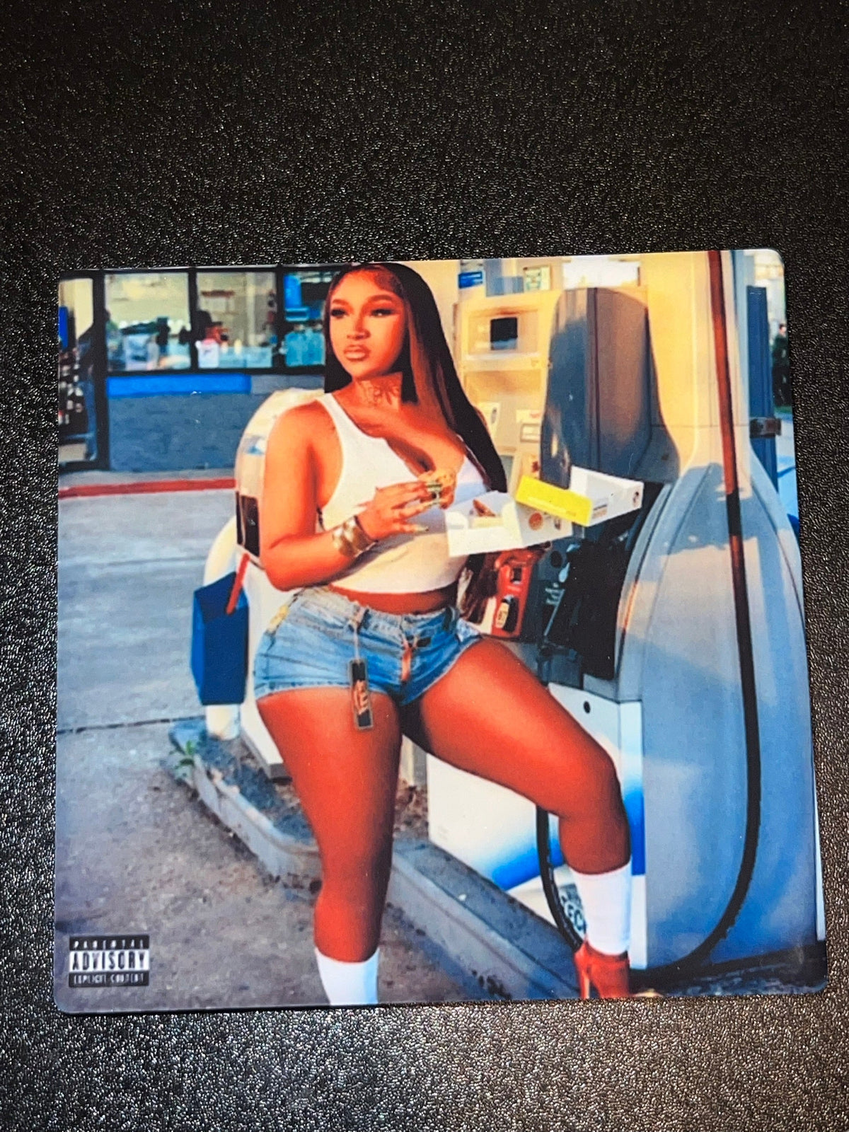 Erica Banks Bank Run vinyl cover ceramic coaster