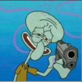 Squidward with a gun magnet