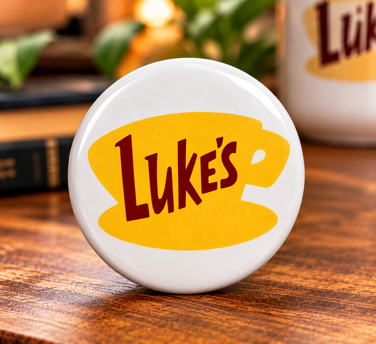 Luke's Diner Coffee Cup 2 inch Button, White