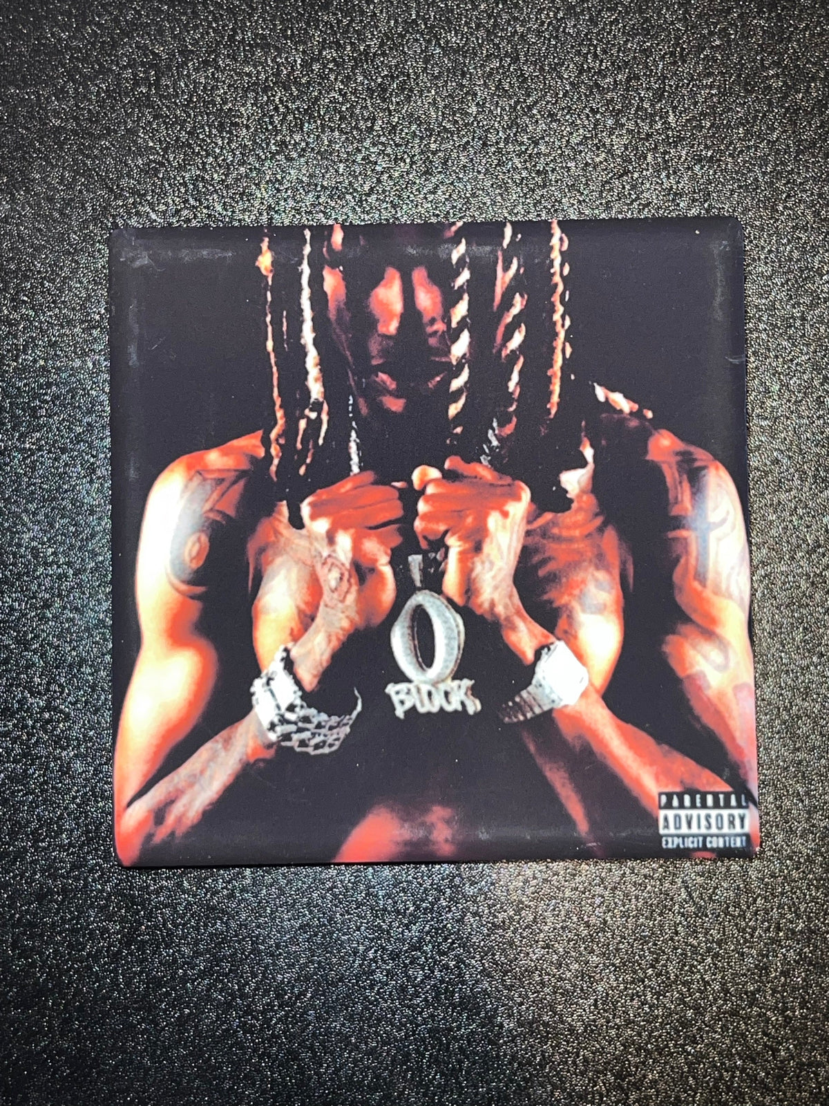 King Von Welcome to O'Block vinyl cover ceramic coaster