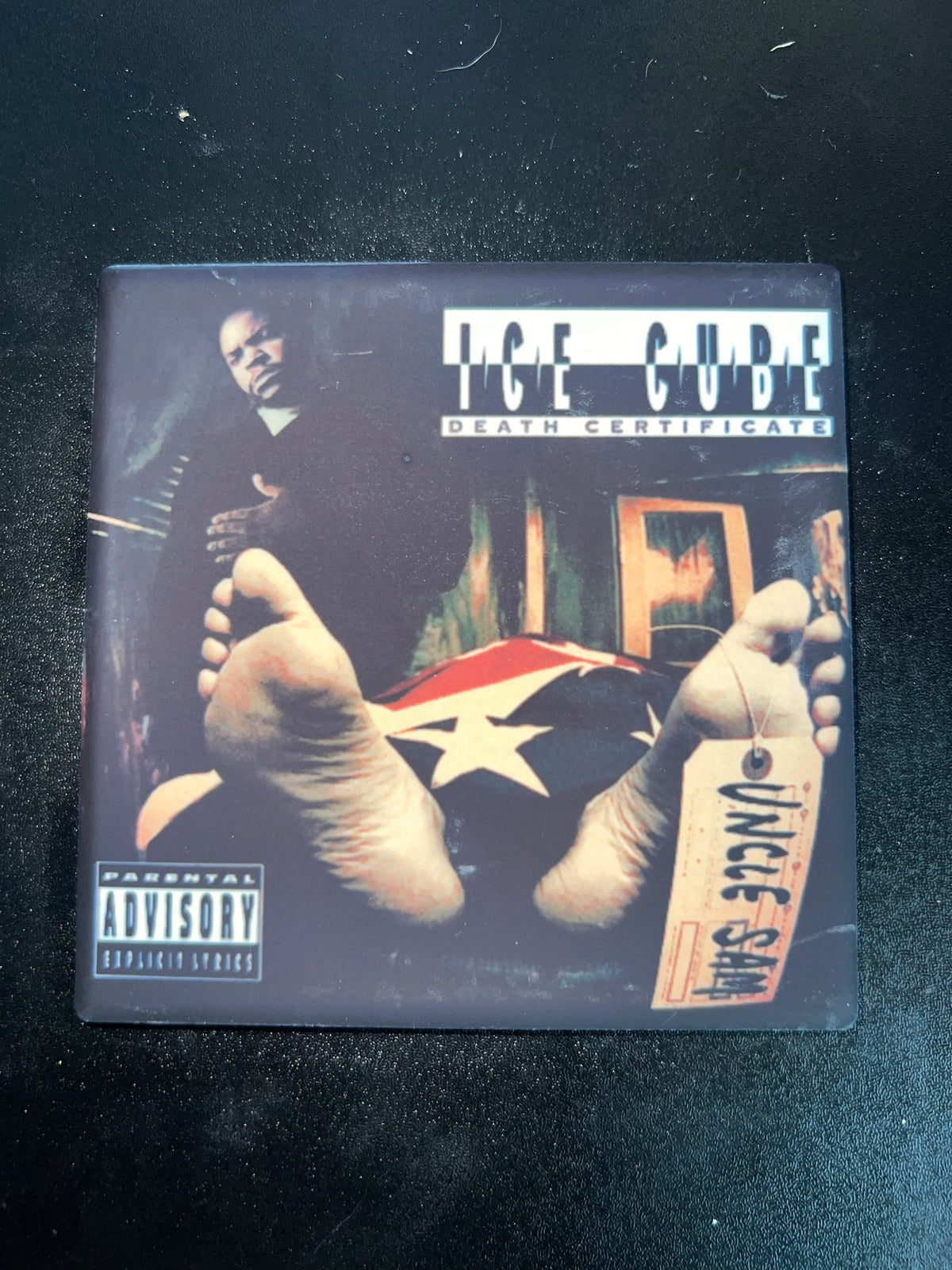 Ice Cube Death Certificate album cover ceramic coaster