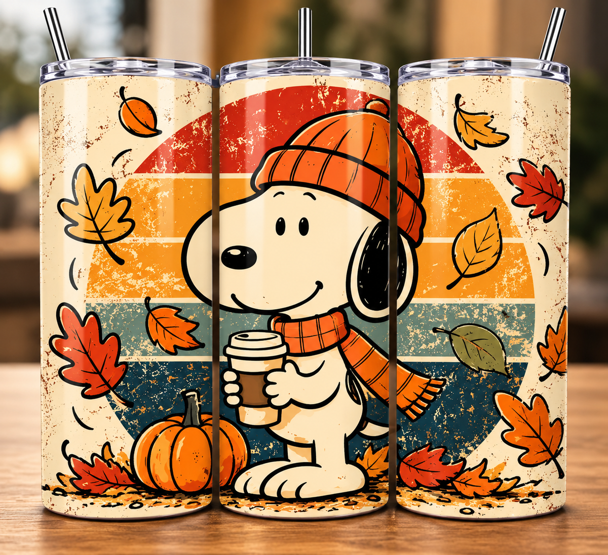 Retro Snoopy Fall 20oz Skinny Tumbler