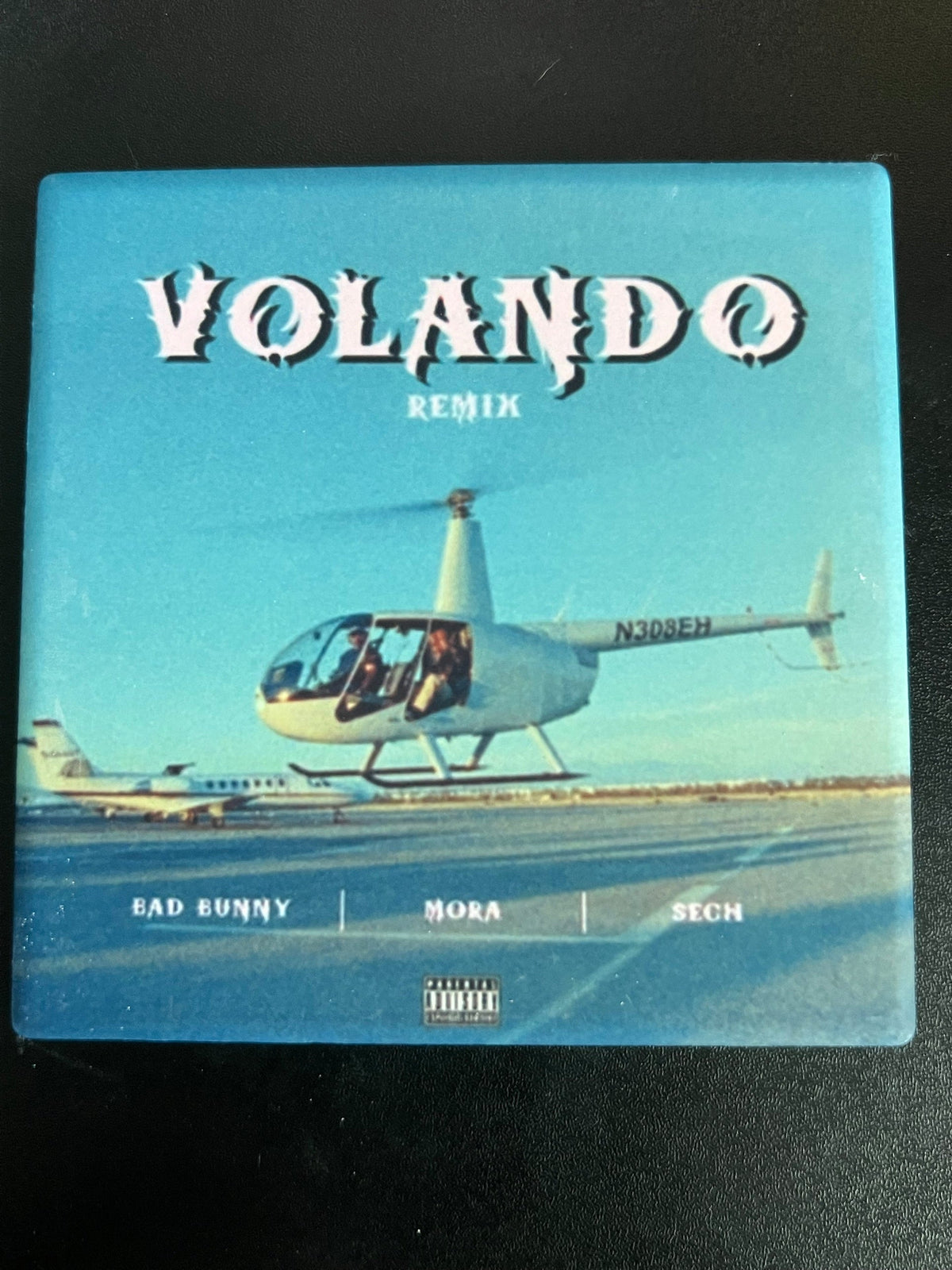 Bad Bunny Mora and Sech Volando Remix single cover ceramic coaster