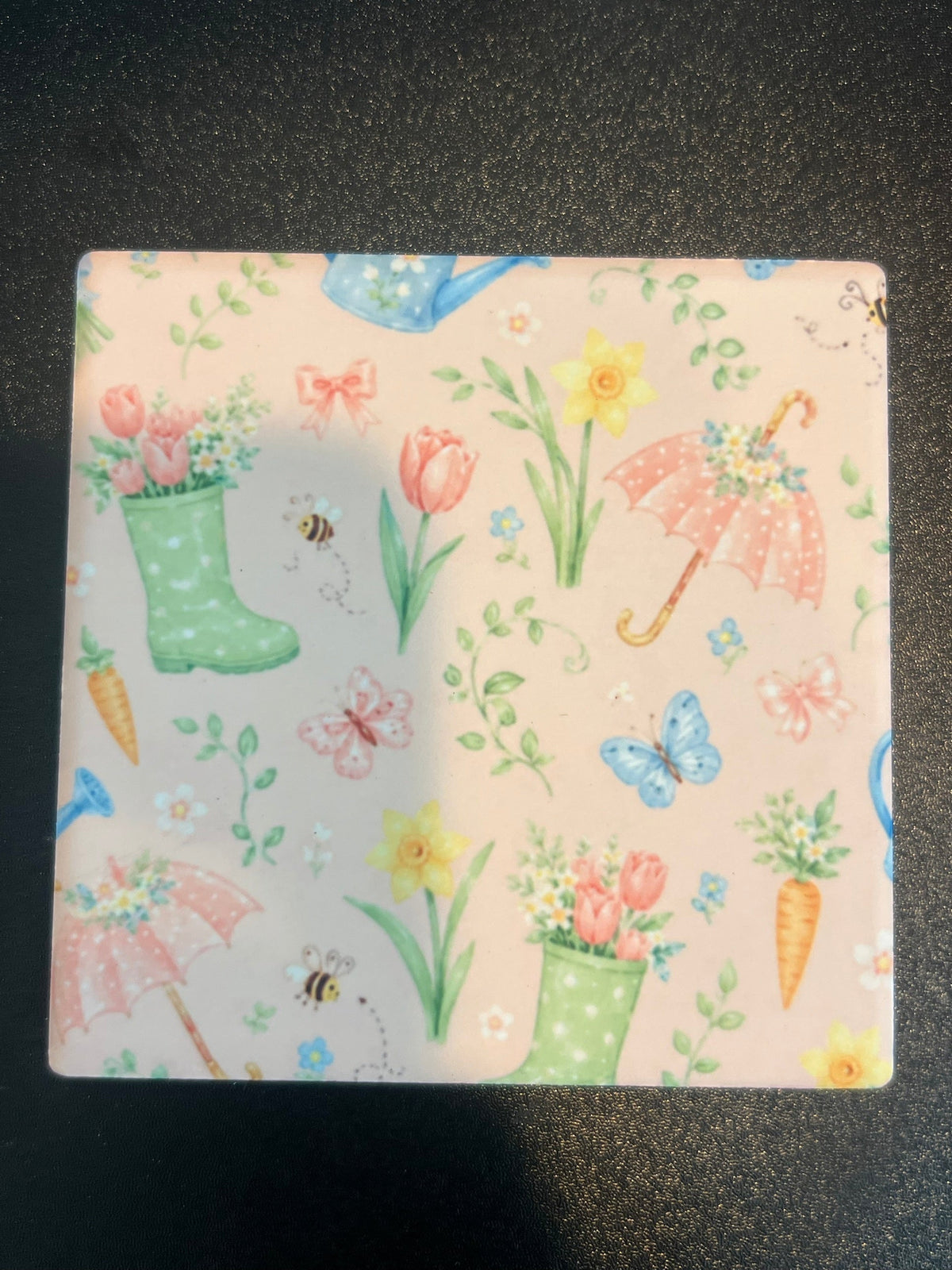 Spring garden pattern coaster