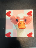 Duck in heart sunglasses coaster