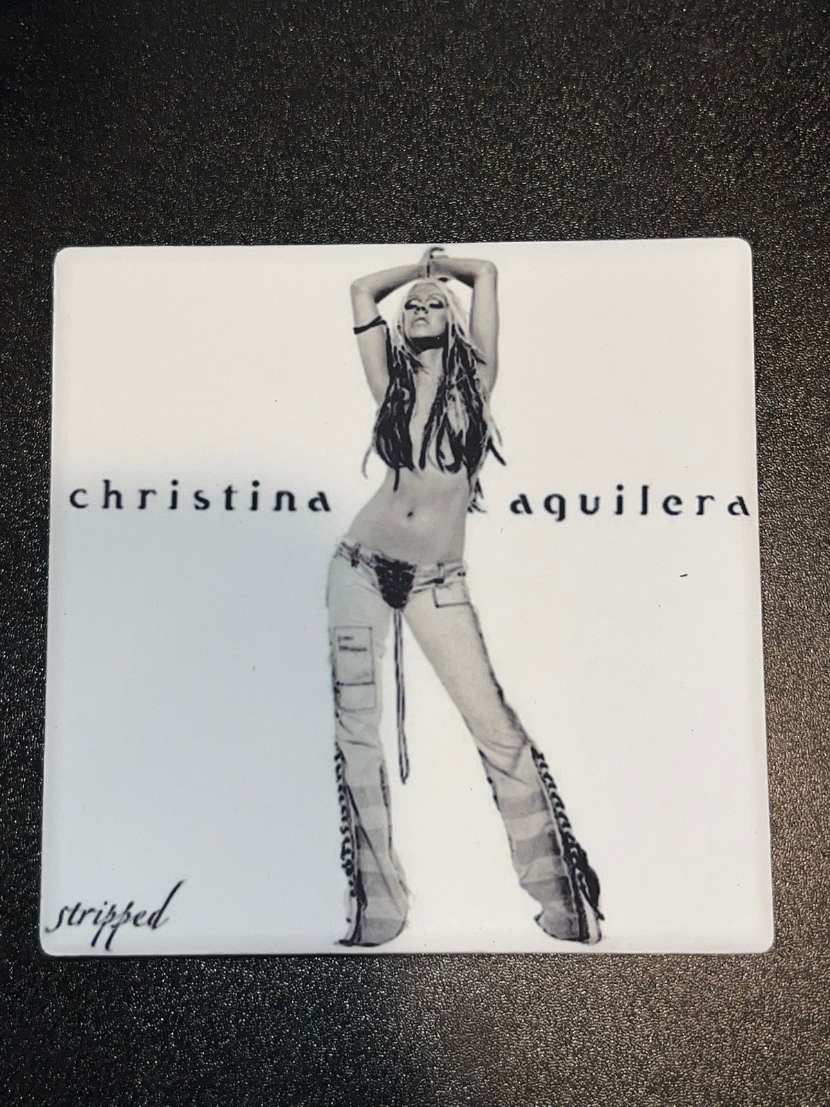 Christina Aguilera Stripped vinyl cover ceramic coaster