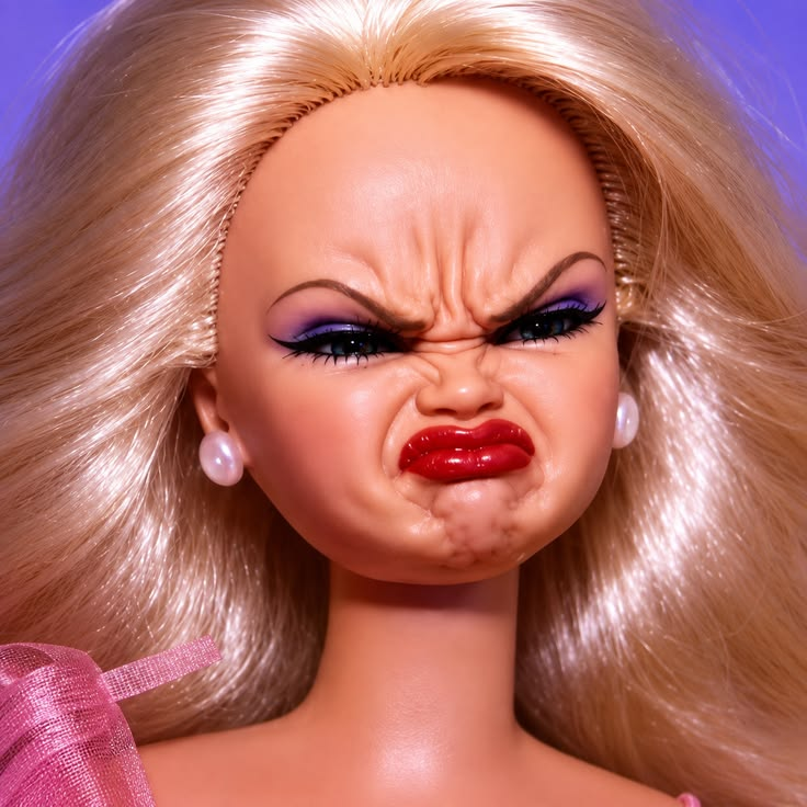 Angry Barbie face magnet