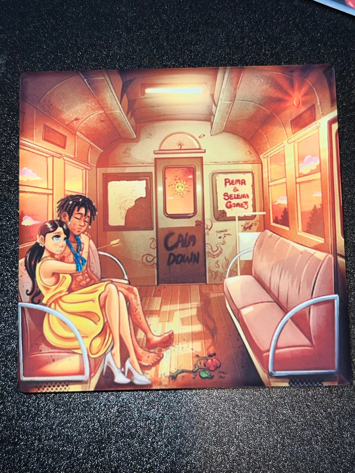Rema and Selena Gomez Calm Down Vinyl Cover Coaster